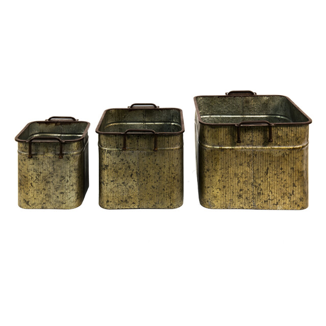 Clayre & Eef Decoratie zinken teil set van 3 42x38x28 cm ijzer rechthoek 1785572 large