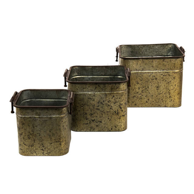 Clayre & Eef Decoratie zinken teil set van 3 42x38x28 cm ijzer rechthoek 1785572 large