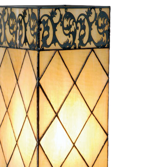 LumiLamp Tiffany tafellamp 18x45 cm bruin glas vierkant tiffany 1088413 large