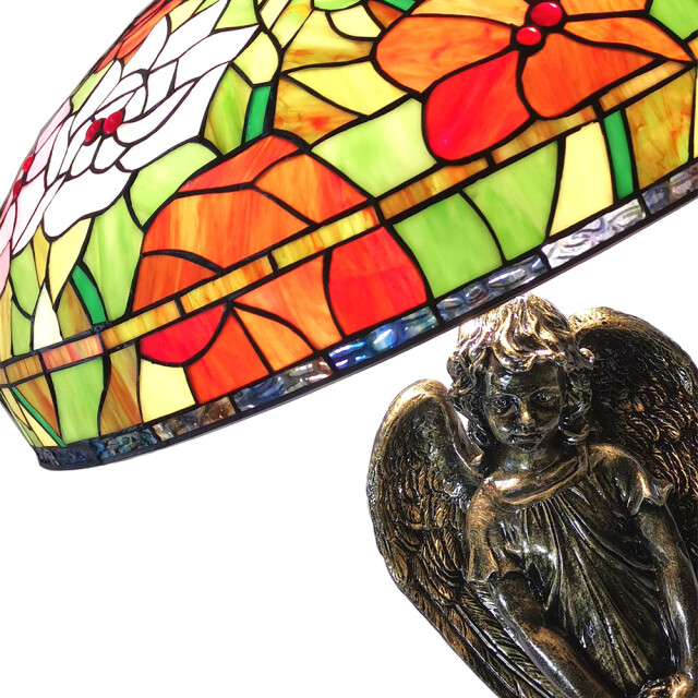 LumiLamp Tiffany tafellamp Ø 55x85 cm groen glas roos tiffany bureaulamp 1095232 large