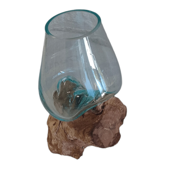 Furnilux Gesmolten op teakhout,vaas op hout 3014885 large
