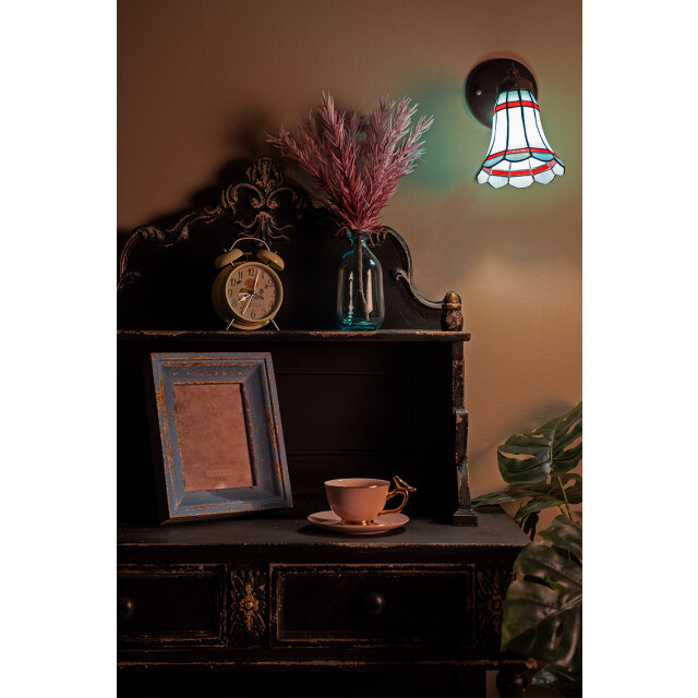 LumiLamp Wandlamp tiffany 17x12x23 cm rood glas metaal rond muurlamp 1945241 large
