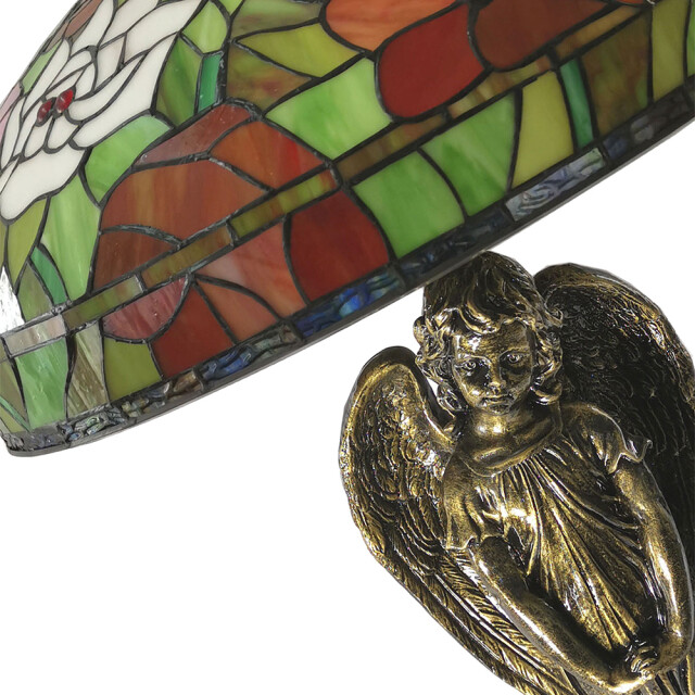 LumiLamp Tiffany tafellamp Ø 55x85 cm groen glas roos tiffany bureaulamp 1095232 large
