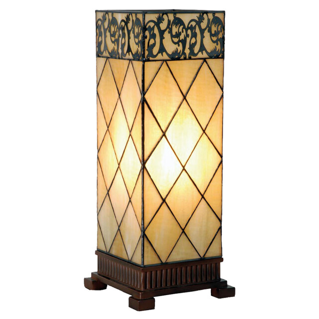 LumiLamp Tiffany tafellamp 18x45 cm bruin glas vierkant tiffany 1088413 large
