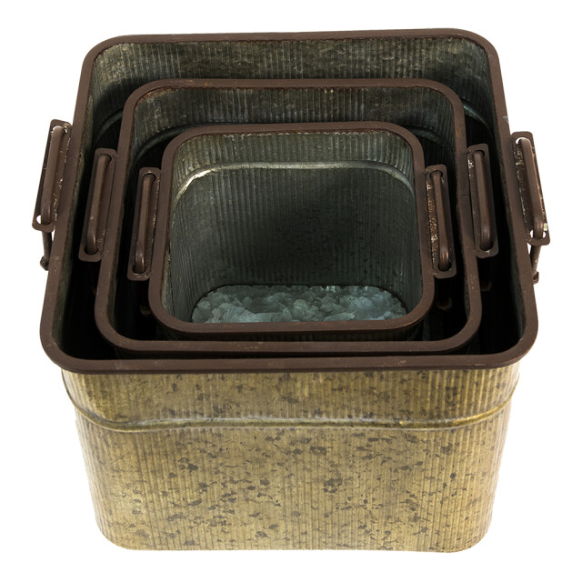 Clayre & Eef Decoratie zinken teil set van 3 42x38x28 cm ijzer rechthoek 1785572 large