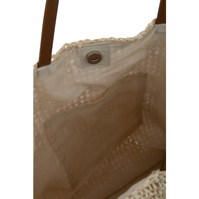 J-Line strandtas met schelpen/veren papier /wit 34x49x3cm 3008228 large