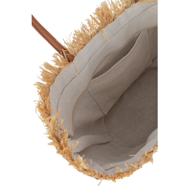 J-Line strandtas blad jute /wit 24x45x56cm 3008217 large