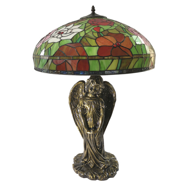 LumiLamp Tiffany tafellamp Ø 55x85 cm groen glas roos tiffany bureaulamp 1095232 large