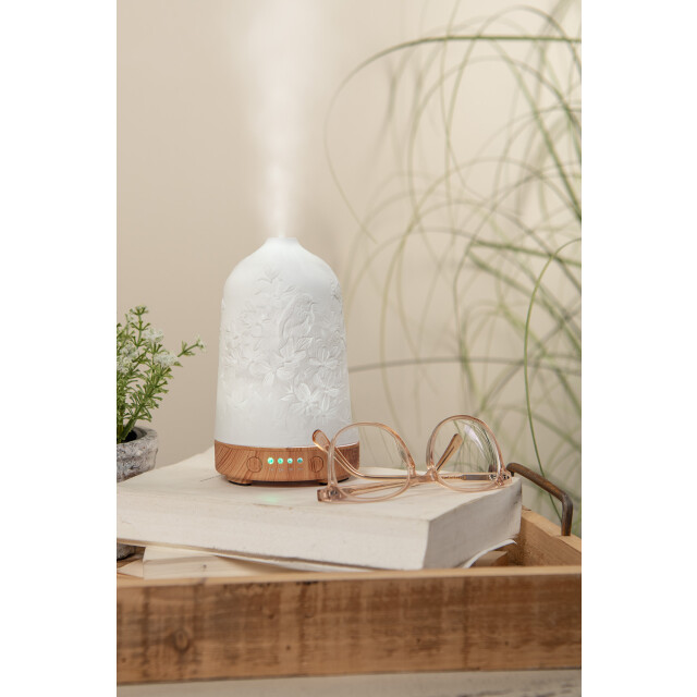 Clayre & Eef Aroma diffuser Ø 9x17 cm porselein vogels 2906642 large