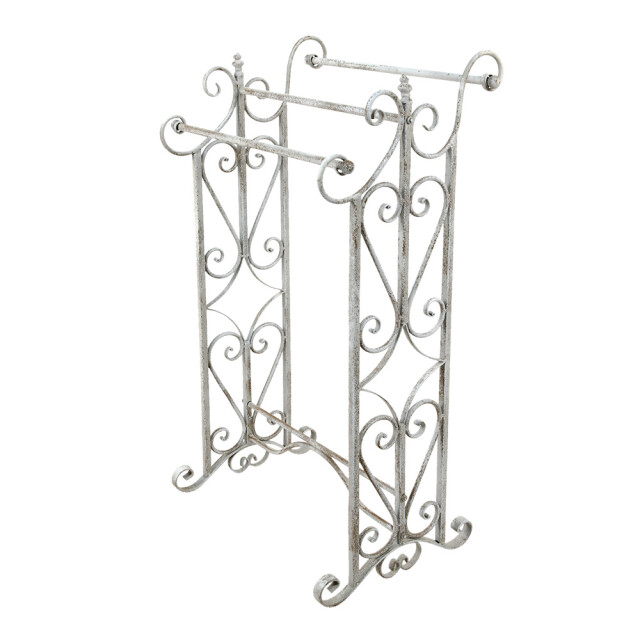 Clayre & Eef Handdoekenrek 48x36x89 cm wit metaal handdoekhouder 1831016 large
