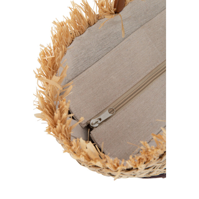 J-Line strandtas blad jute /wit 24x45x56cm 3008217 large