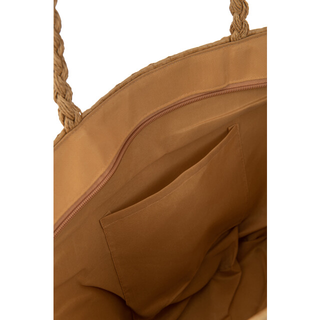 J-Line set van 2 strandtas met schelpen + hoed papier lichtbruin 60x18x31cm 3008248 large