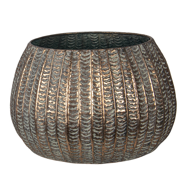 Clayre & Eef Bloempot set van 2 metaal rond plantenpot 1357363 large