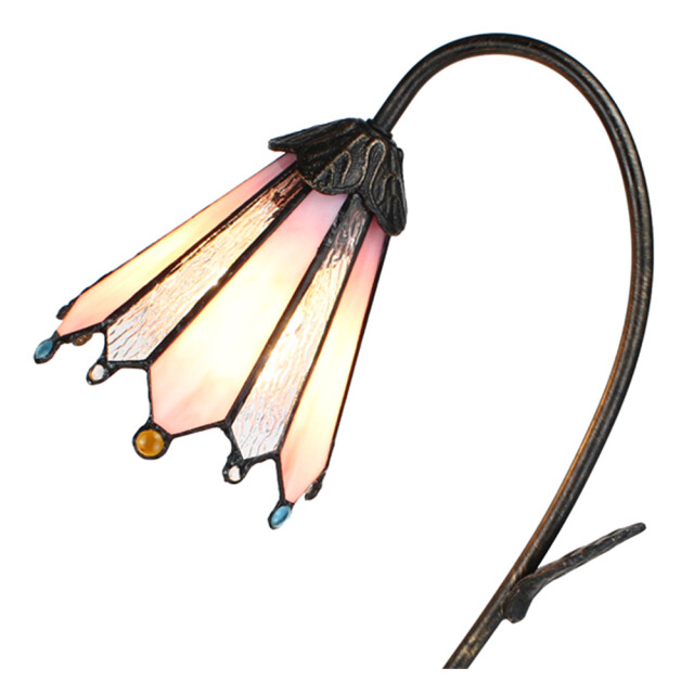 LumiLamp Tiffany tafellamp 48 cm roze glas tiffany bureaulamp 2035460 large