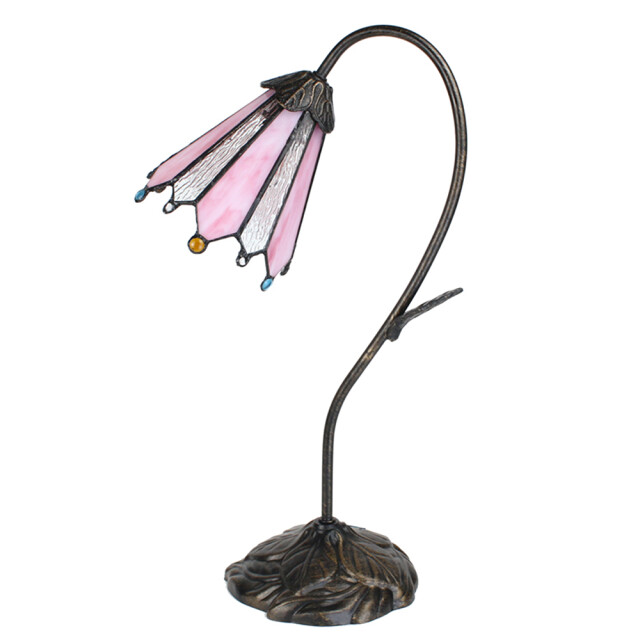 LumiLamp Tiffany tafellamp 48 cm roze glas tiffany bureaulamp 2035460 large