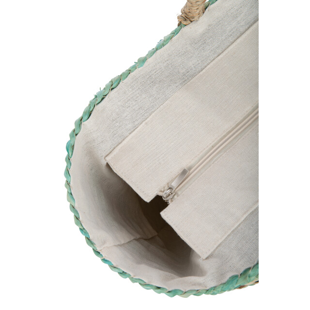 J-Line strandtas kort handvatten horizontale strepen jute /blauw - 3008272 large
