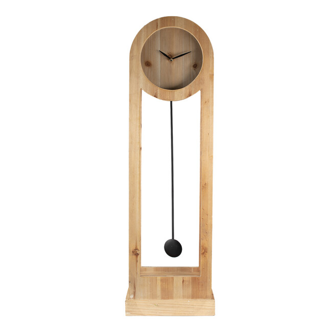 Clayre & Eef Staande klok 28x100 cm zwart hout rechthoek klok op voet 2340974 large