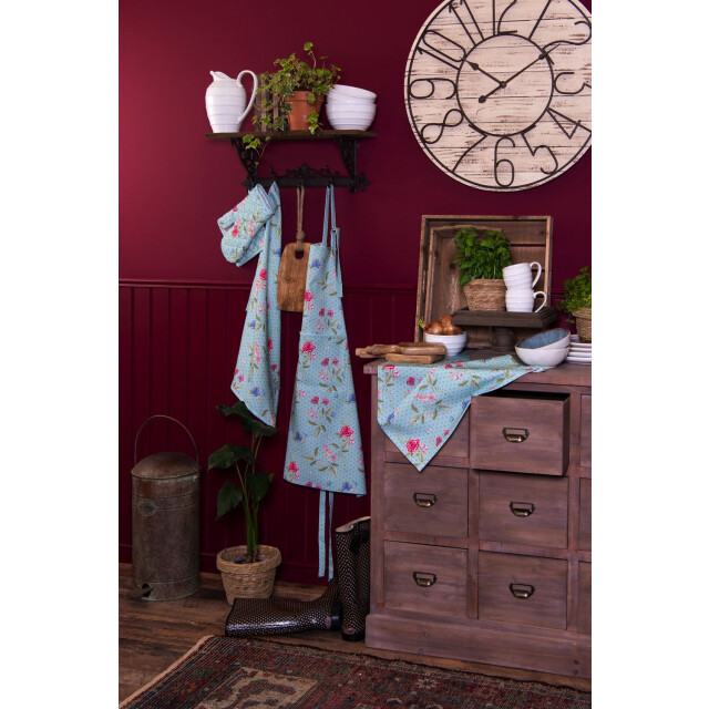 Clayre & Eef Tafelkleed 150x250 cm blauw katoen rechthoek bloemen 1459048 large