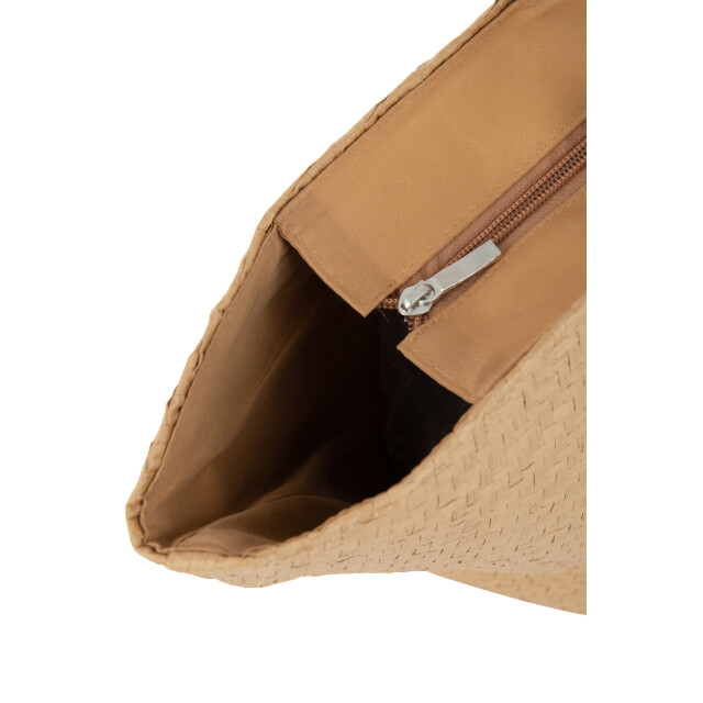 J-Line set van 2 strandtas met schelpen + hoed papier lichtbruin 60x18x31cm 3008248 large