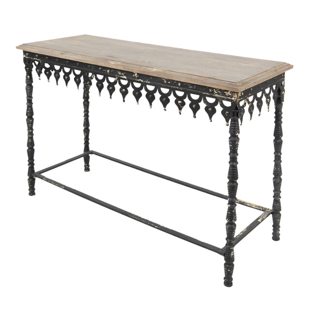 Clayre & Eef Sidetable 121x45x81 cm bruin ijzer hout rechthoek wandtafel 1935482 large