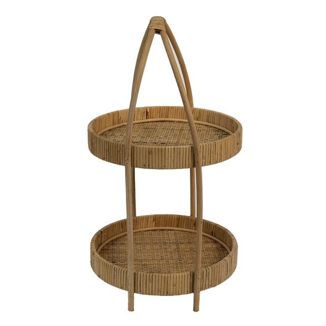 Clayre & Eef Etagère 2 laags Ø 30x54 cm rotan rond fruitschaal etagère 1799116 large