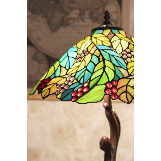 LumiLamp Tiffany tafellamp Ø 43x54 cm kunststof glas bladeren tiffany 1980502 large