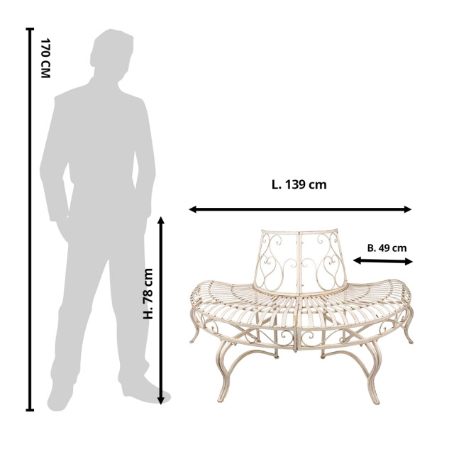 Clayre & Eef Tuinbank 139x49x78 cm ijzer bank buiten 2073054 large