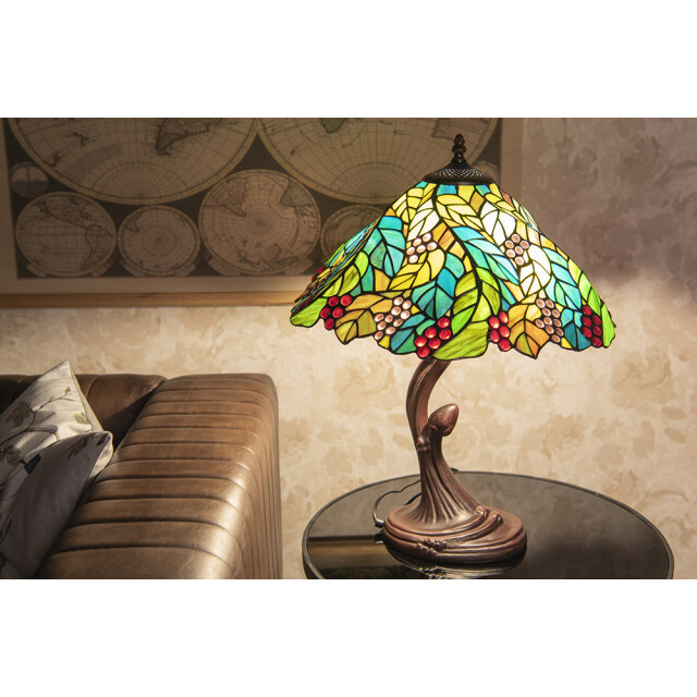 LumiLamp Tiffany tafellamp Ø 43x54 cm kunststof glas bladeren tiffany 1980502 large