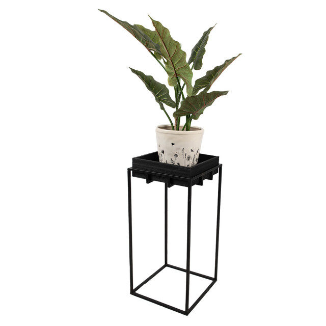 Clayre & Eef Plantentafel 31x31x65 cm ijzer hout vierkant bijzettafel 2733725 large