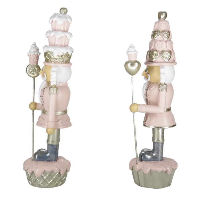 Clayre & Eef Beeld set van 2 notenkraker 23 cm wit polyresin kerstdecoratie 2047741 large