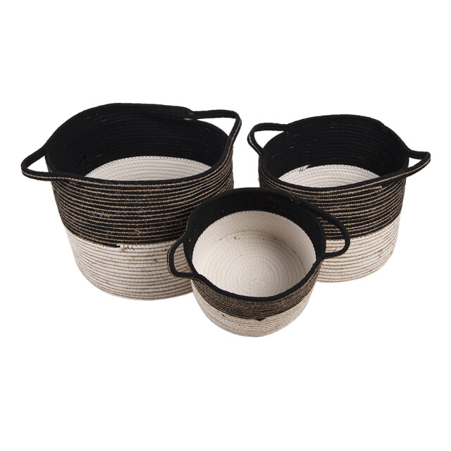 Clayre & Eef Opbergmand set van 3 Ø 52 Ø 46 Ø 37 cm touw rond mand 1453871 large