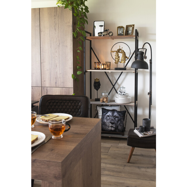 Clayre & Eef Krukje 36x36x40 cm leder hout kruk 1741316 large