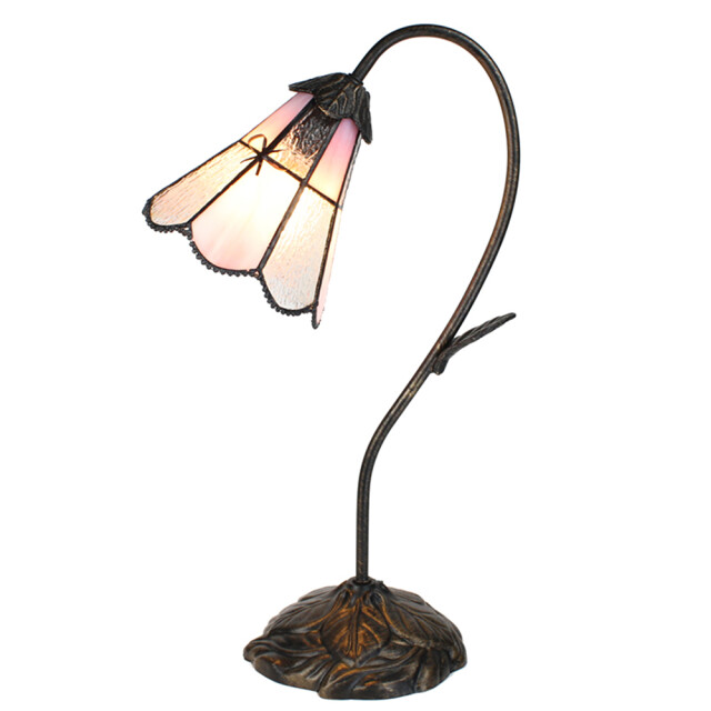LumiLamp Tiffany tafellamp 48 cm roze glas tiffany bureaulamp 2035461 large