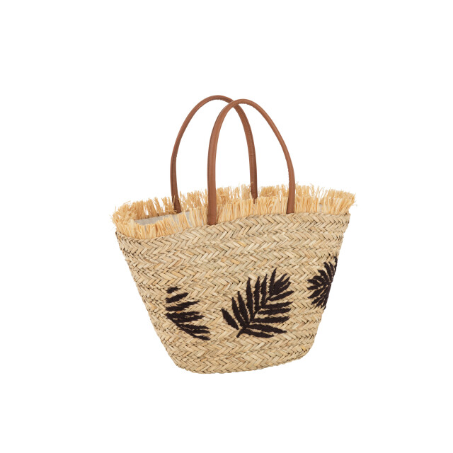 J-Line strandtas blad jute /donker bruin 48x22x55cm 3008251 large