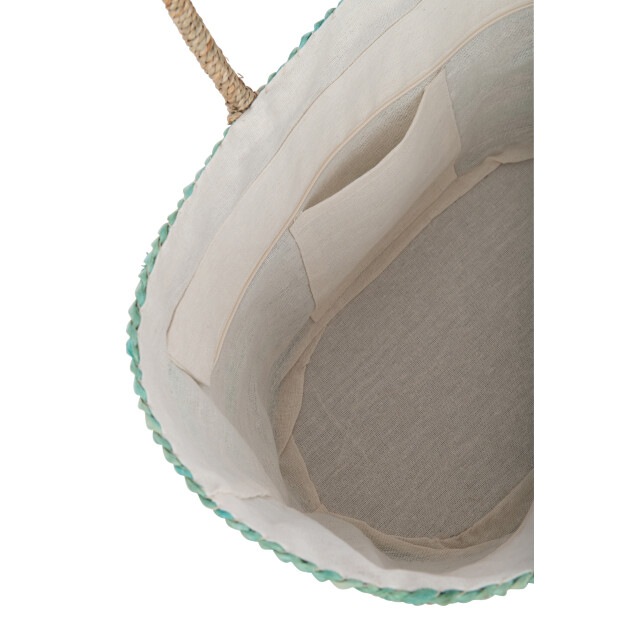J-Line strandtas kort handvatten horizontale strepen jute /blauw - 3008272 large