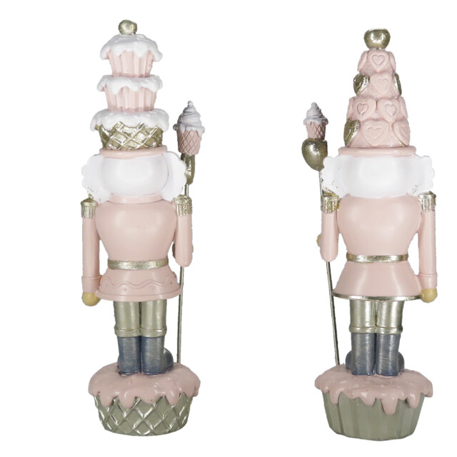 Clayre & Eef Beeld set van 2 notenkraker 23 cm wit polyresin kerstdecoratie 2047741 large