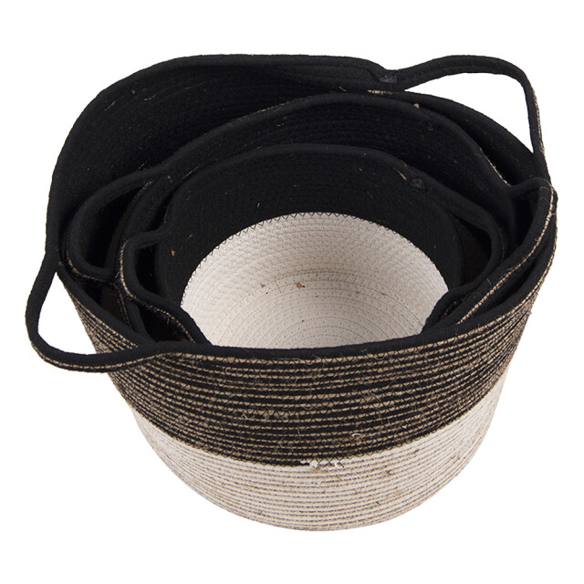 Clayre & Eef Opbergmand set van 3 Ø 52 Ø 46 Ø 37 cm touw rond mand 1453871 large
