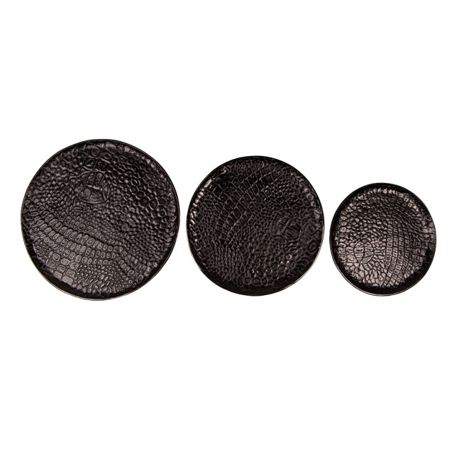 Clayre & Eef Decoratie dienblad set van 3 Ø 40 cm aluminium rond 2070775 large