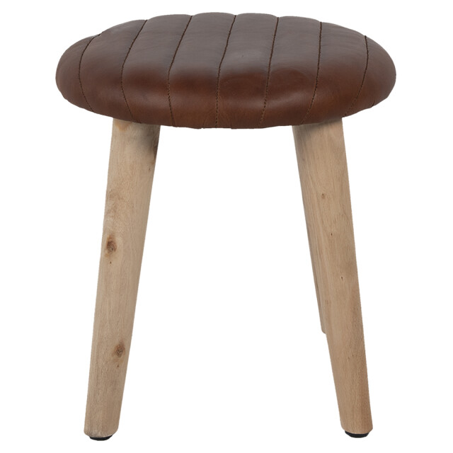 Clayre & Eef Krukje 36x36x40 cm leder hout kruk 1741316 large