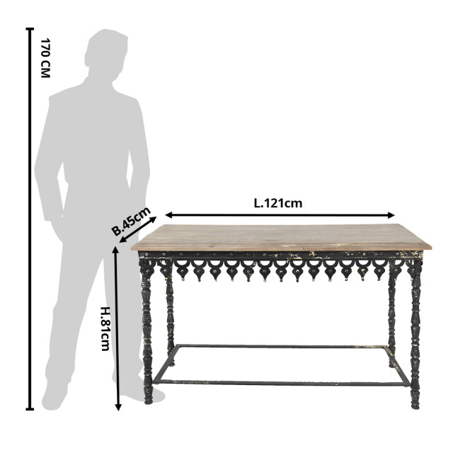 Clayre & Eef Sidetable 121x45x81 cm bruin ijzer hout rechthoek wandtafel 1935482 large