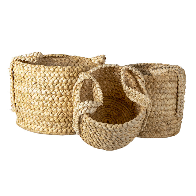 Clayre & Eef Opbergmand set van 3 Ø 34 Ø 23 Ø 20 cm stro rond mand 1537026 large