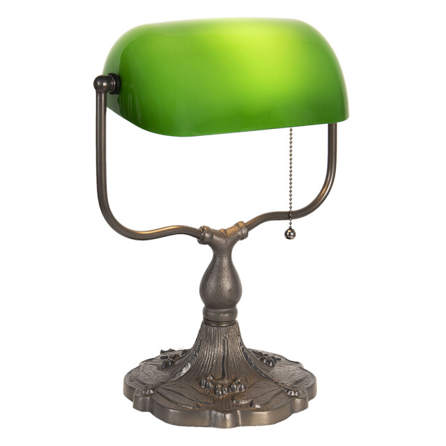 LumiLamp Bureaulamp bankierslamp 27x20x36 cm bruin metaal glas tafellamp 1094214 large