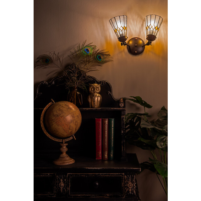 LumiLamp Wandlamp tiffany 30x23x23 cm glas metaal rond muurlamp 1945242 large