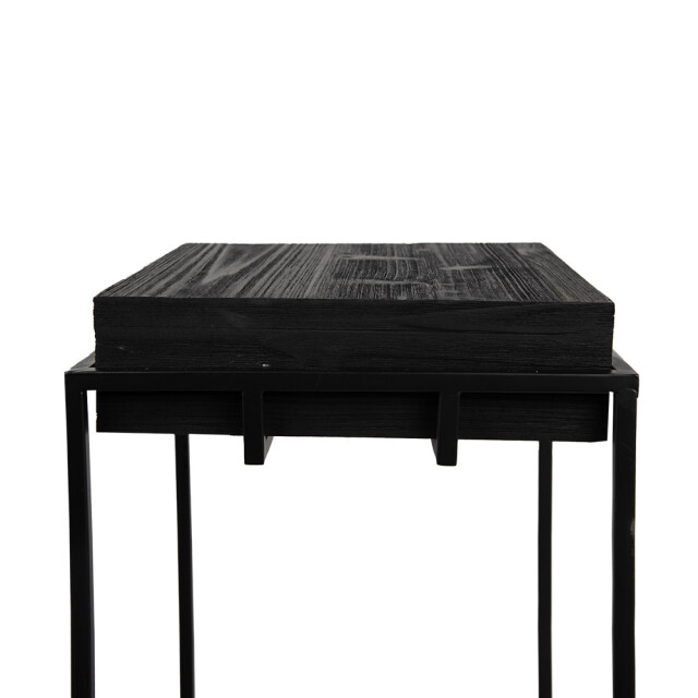 Clayre & Eef Plantentafel 31x31x65 cm ijzer hout vierkant bijzettafel 2733725 large