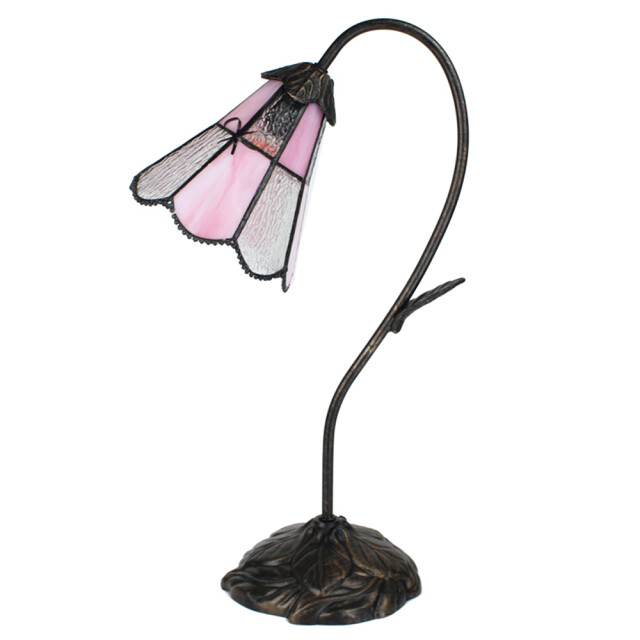 LumiLamp Tiffany tafellamp 48 cm roze glas tiffany bureaulamp 2035461 large