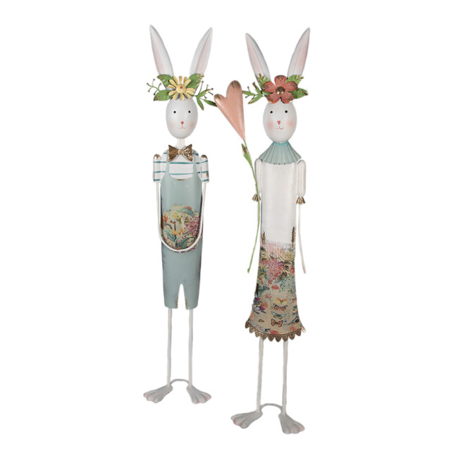 Clayre & Eef Decoratie beeld konijn 87 cm groen ijzer 2847912 large