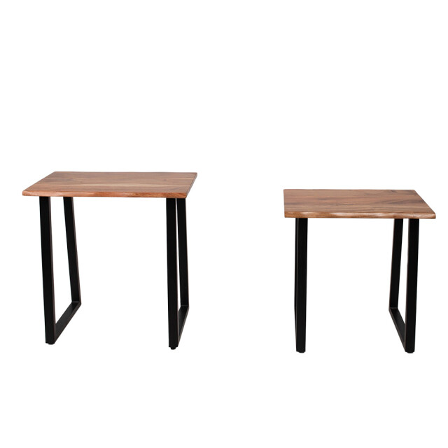 Clayre & Eef Bijzettafel set van 2 50x30x50 hout ijzer rechthoek 2340975 large