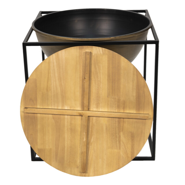 Clayre & Eef Bijzettafel 53x53x55 cm zwart ijzer hout 1984241 large