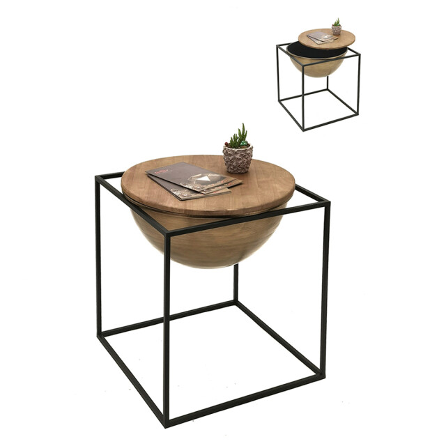 Clayre & Eef Bijzettafel 53x53x55 cm zwart ijzer hout 1984241 large
