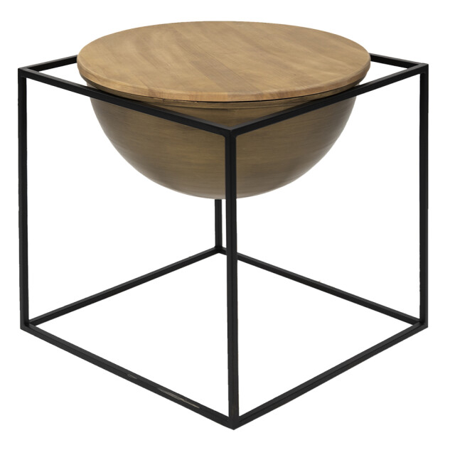 Clayre & Eef Bijzettafel 53x53x55 cm zwart ijzer hout 1984241 large